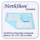 1704 Northshore Economy Oz Blue Disposable Underpads Chux Medium