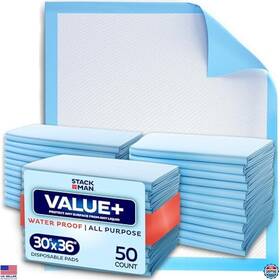 B0cm7ss5fy 3m Disposable 30x36 Underpads 50-pack - Absorbent Leak Proof Bed And Puppy Pads
