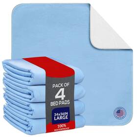 Absorbease 850062641266 Washable Underpads Pack Of 4 34 Inch X36 Large Waterproof Bed Pads For Pets Kids