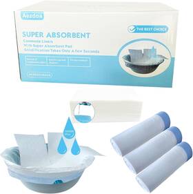 Aezdoa 705353613654 60 Pack Commode Liners With Absorbent Pads Bedside