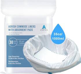 Agrish 313054586568 Commode Liners With Absorbent Pads - Bedside Disposable