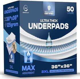 Allsett Health 313093248281 50 Pack Incontinence Bed Pads Disposable For Adults 125 Gram - 3xl 36 Inch X Sup