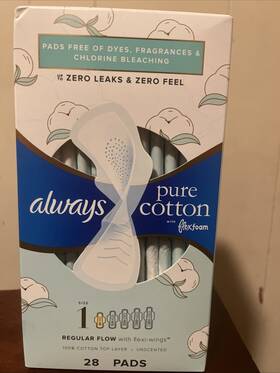 Always 037000879770 Pure Cotton Unscented 100% Regular Flow With Flexi-wings Pad