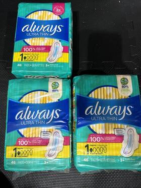 Always 037000890294 3 Pks. Ultra Thin Feminine Pads Size 1 Regular Absorbency K01