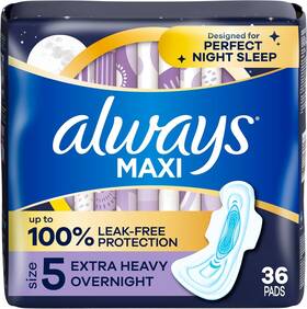 Always 037000937555 Maxi Overnight Pads With Wings For Extra Heavy Size 5