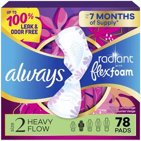 4332404264 Always Radiant Feminine Pads For Women Flexfoam Heavy Size 2 White