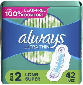 Always 445049453425 Ultra Thin Feminine Pads For Women Size 2 Long Super Absorbency With W Always 445049453425 Ultra Thin Feminine Pads For Women Size 2 Long Super Absorbency With W