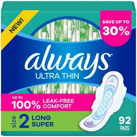 990392627 Always Ultra Thin Long Super Pads With Wings Size 2 92 Count