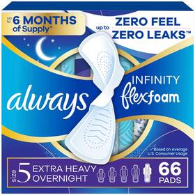Bd3316 Always Infinity Feminine Pads For Women Size 5 Extra Heavy Overnight White