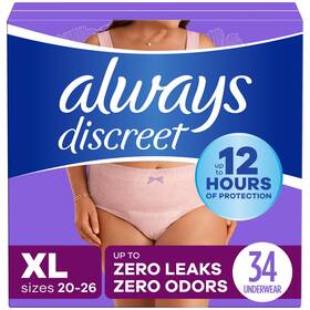 00030772026182 Always Discreet Adult Incontinence Underwear For Women Size Xl 34 Ct