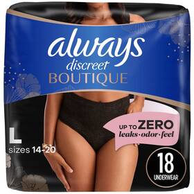 00030772113882 Always Discreet Boutique Incontinence And Postpartum Underwear Women L 18 Count