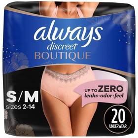 00037000728085 Always Discreet Boutique Incontinence Underwear Maximum Protection S/m Rosy