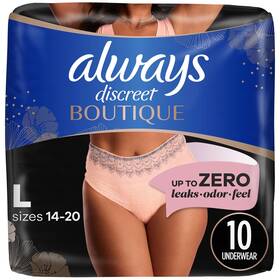 00037000728108 Always Discreet Boutique Incontinence Underwear Maximum Protection L Rosy 10 Ct