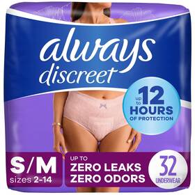 00037000887553 Always Discreet Adult Incontinence Underwear For Women Size S/m 32 Ct