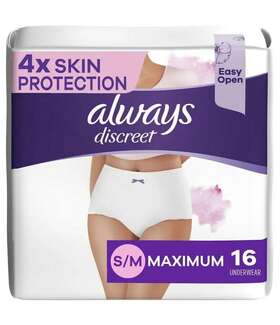 Always Discreet 030772008133 New Sensitive And Postpartum Incontinence Underwear Size S/m 16 Ct