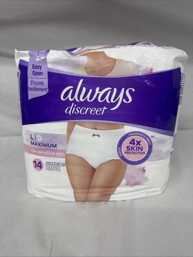Always Discreet 030772008157 For Sensitive Skin Underwear L Maximum 4x Protection 14ct