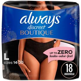Always Discreet 030772113882 Boutique Incontinence And Postpartum Underwear For Women Maximum Protection