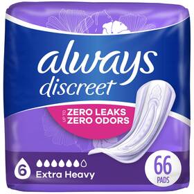 Always Discreet 030772116807 Adult Incontinence And Postpartum Pads For Women Extra Heavy Overnight Absorbe