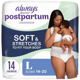 Always Discreet 030772121610 Postpartum And Adult Incontinence Underwear For Women Size L Maximum Protecti