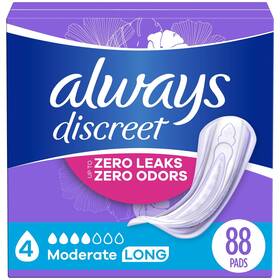 Always Discreet 030772136362 Adult Incontinence Pads For Women Moderate Absorbency Long Length Postpart