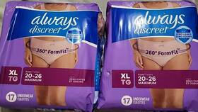 Always Discreet 030772153130 2 Incontinence Underwear For Women Sz Xl Maximum 17 Count/ea