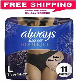 Always Discreet 030772174234 Boutique Incontinence And Postpartum Underwear For Women Maximu