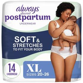 Always Discreet 030772177983 Postpartum And Adult Incontinence Underwear For Women Size X