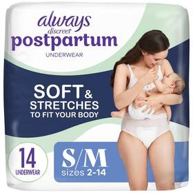 Always Discreet 030772177990 Postpartum And Adult Incontinence Underwear For Women Size S/m Maximum Protec