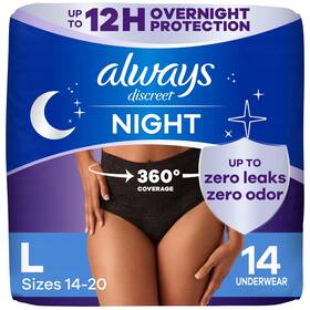 Always Discreet 030772195697 Adult Incontinence Overnight Underwear For Women Large Up T