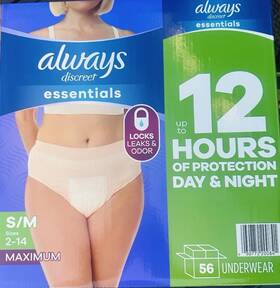 Always Discreet 030772200841 Incontinence Underwear For Women S/m 100% Open Package