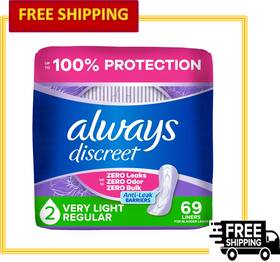 Always Discreet 030772253359 Incontinence Liners Very Light Absorbency Regular Length 69 Ct