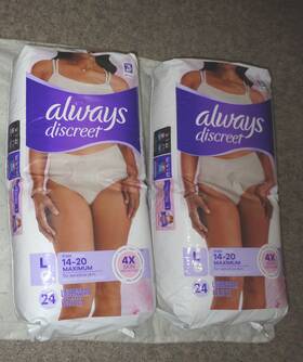 Always Discreet 037000102687 Lot 48 For Sensitive Skin Maximum Protection 4x Large/l 14-20