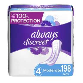 Always Discreet 037000590606 Incontinence Pads For Women Moderate 198 Count