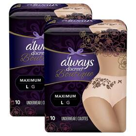 Always Discreet 037000871941 Boutique Incontinence Underwear For Women Maximum Protection Peach Large