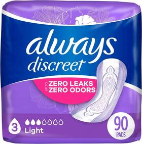 Always Discreet 037000886365 Adult Incontinence Pads For Women 90 Count Total