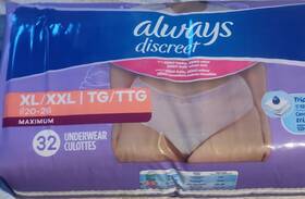 Always Discreet 122-300 Maximum Incontinence Pants Xl/xxl 32 Count Disposable Women