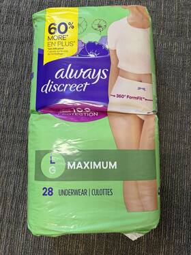 15547925 Always Discreet Incontinence And Postpartum Underwear For Women 28 Count - Lg