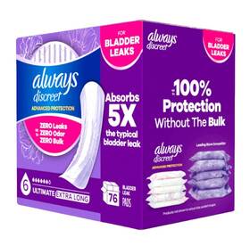 2001696 Always Discreet Advanced Protection Incontinence Pads Women Ultimate Absorb 76ct