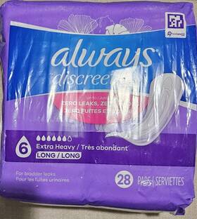 21161470 Always Discreet New Bladder Leak Pads 6 Extra Heavy Long-28 Ct- 3 Pack