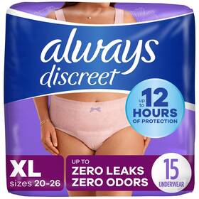 Always Discreet 370008876144 Womens Incontinence Underwear Maximum Absorbency Xl 15 Count