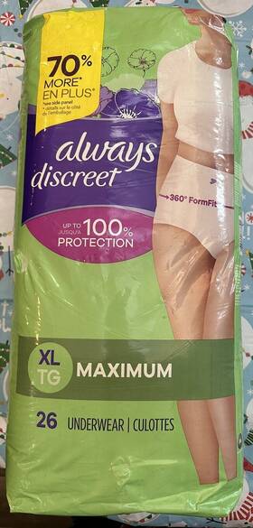 37000887621 Always Discreet -incontinence Underwear Maximum Classic Cut Extra-large- 26 Ct