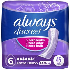 Always Discreet 370009274574 Incontinence Pads Extra Heavy Absorbency Long Length 45 Ct