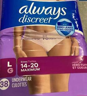 Always Discreet 456812153449 Adult Incontinence Underwear For Women Size L 38 Ct