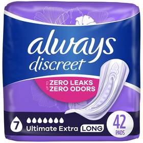 Always Discreet 554620213314 Incontinence Pads Extra Protect Absorbency Regular Length 42 Ct
