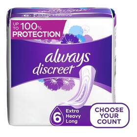 Always Discreet 629721689587 Incontinence Pads Extra Heavy Absorbency Long Length 45 Ct