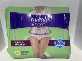 678428 Always Discreet 360 Form Fit Underwear Size S/m Maximum Protection 42 Count 0007