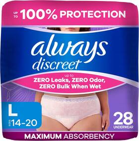 Always Discreet 744110365931 Adult Diapers For Women Incontinence Underwear Postpartum Esse