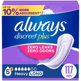 80723111 Always Discreet Incontinence Pads Heavy Long 117 Ct