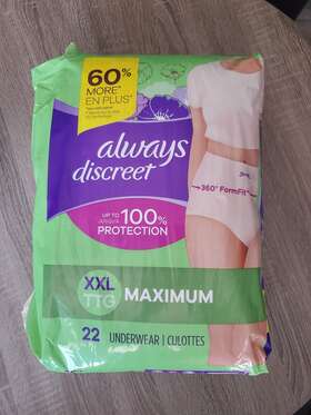 Always Discreet 86639 22 Ct Underwear Xxl Maximum For Women Upc 0037000866398