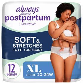 89381072 Always Discreet Postpartum Underwear Maxi Pad - Xl 12ct